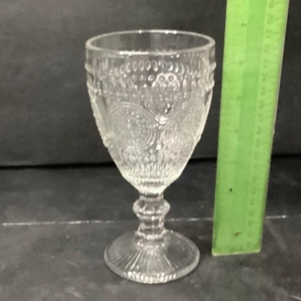 Target Bullseye Clear Wine Glasses, Set of 3, Vintage Inspired Goblets, Stemware